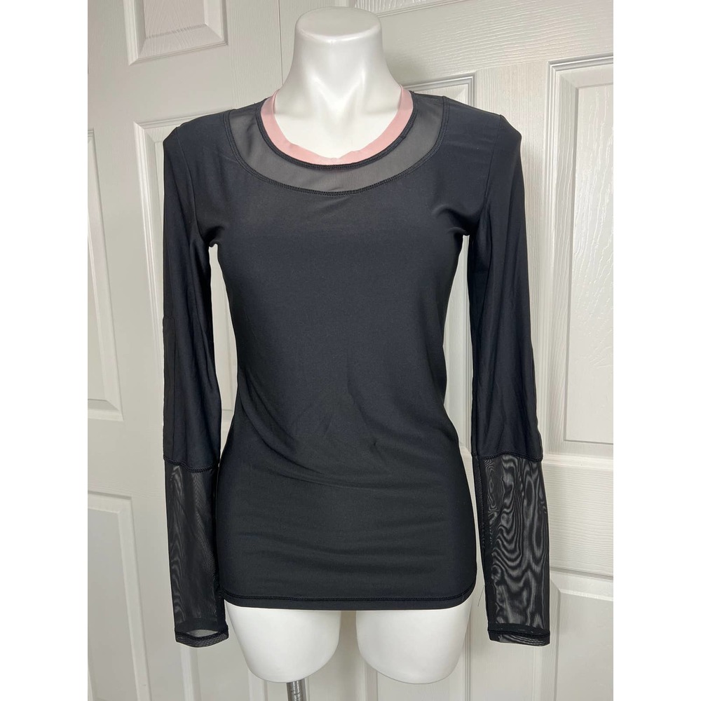 X by Gotten Black Long Sleeve Women's Active Top Mesh Detail Size S